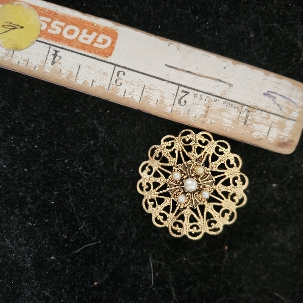Vintage brooch in gold filigree setting - Picture 3 of 3